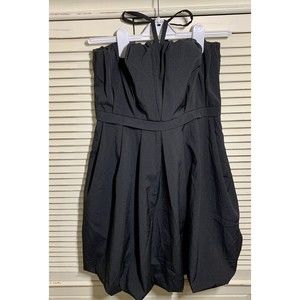 Entro Vintage Black Formal Strapless Taffeta Mini Dress with Bubble Hem Size L